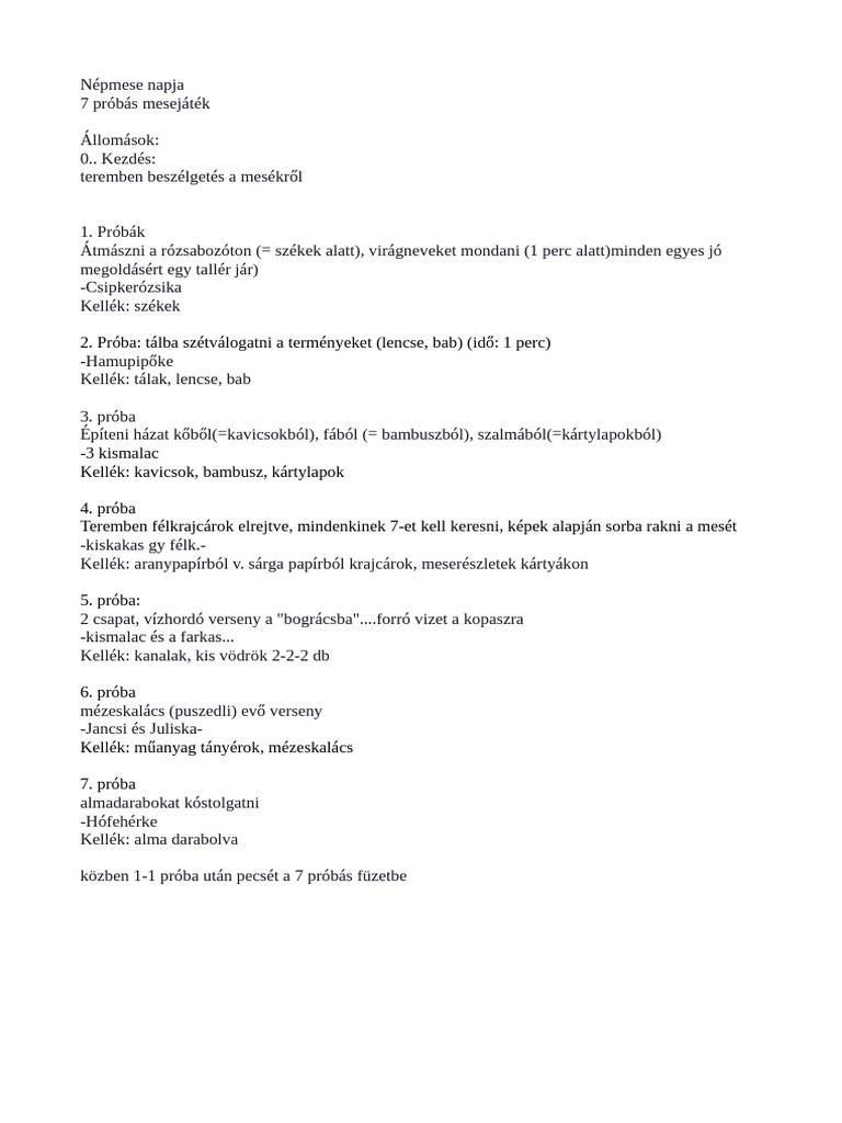 7 Próbás Mesejáték | PDF