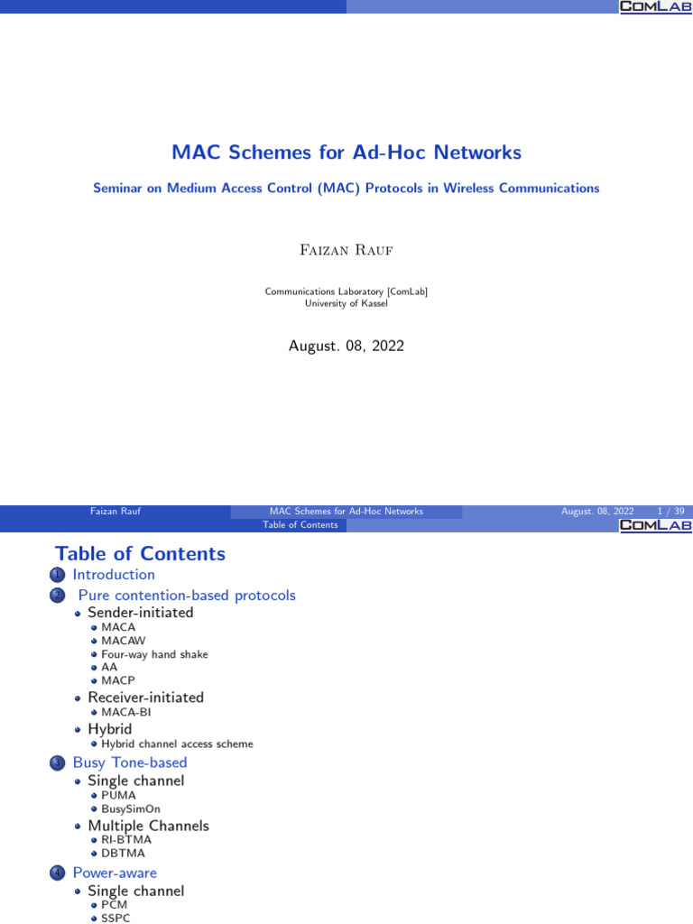 MAC Protocols for Ad-Hoc Networks | PDF | Computer Science | Data ...
