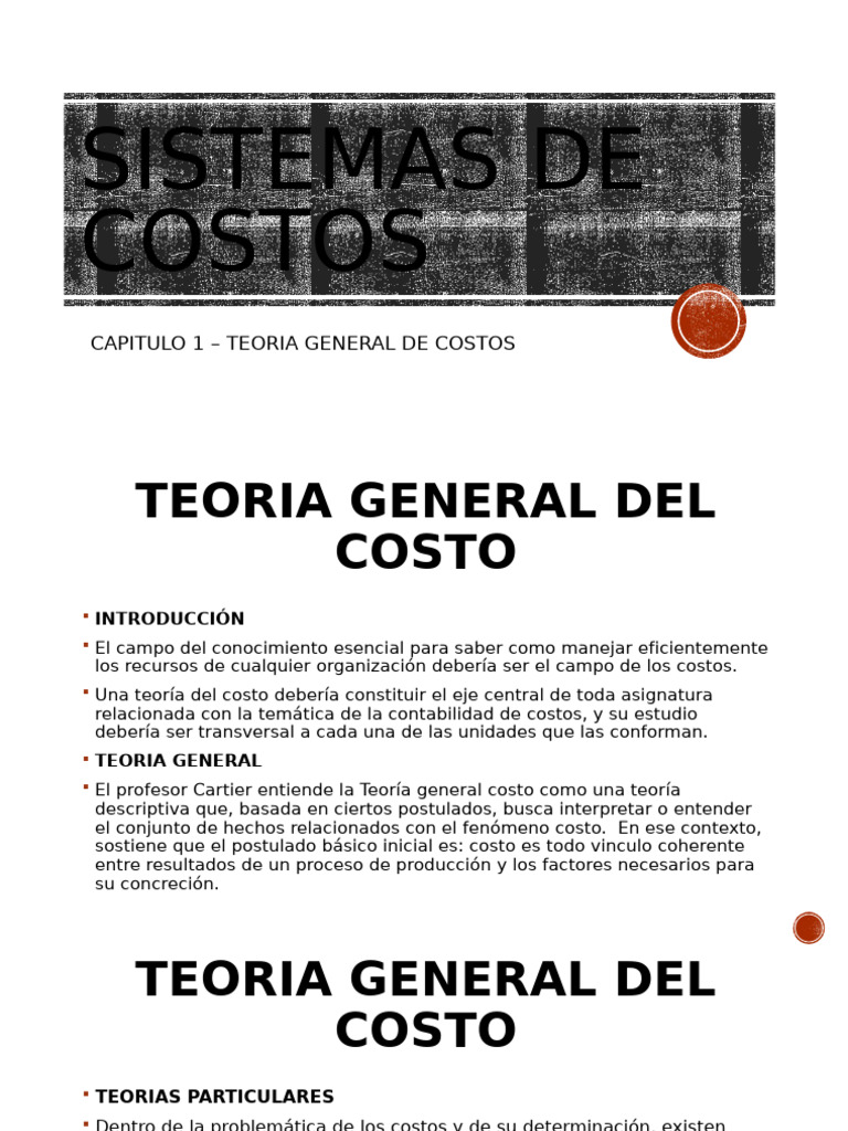 Resumen PPT - Cap 1 Teoria Gral Del Costo | PDF