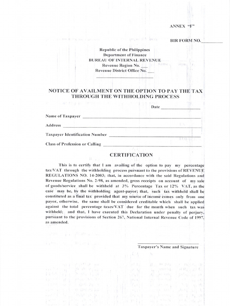 Annex B & F | PDF