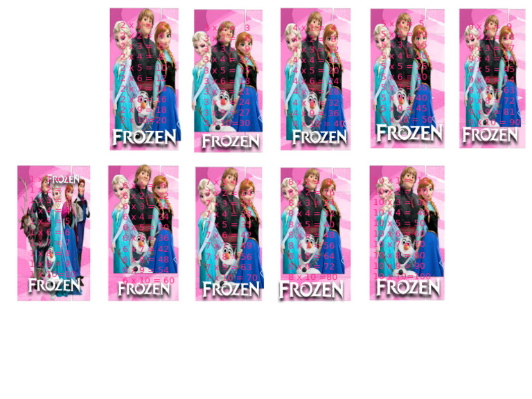 Tablas de multiplicar Frozen del 1 al 10 | PDF