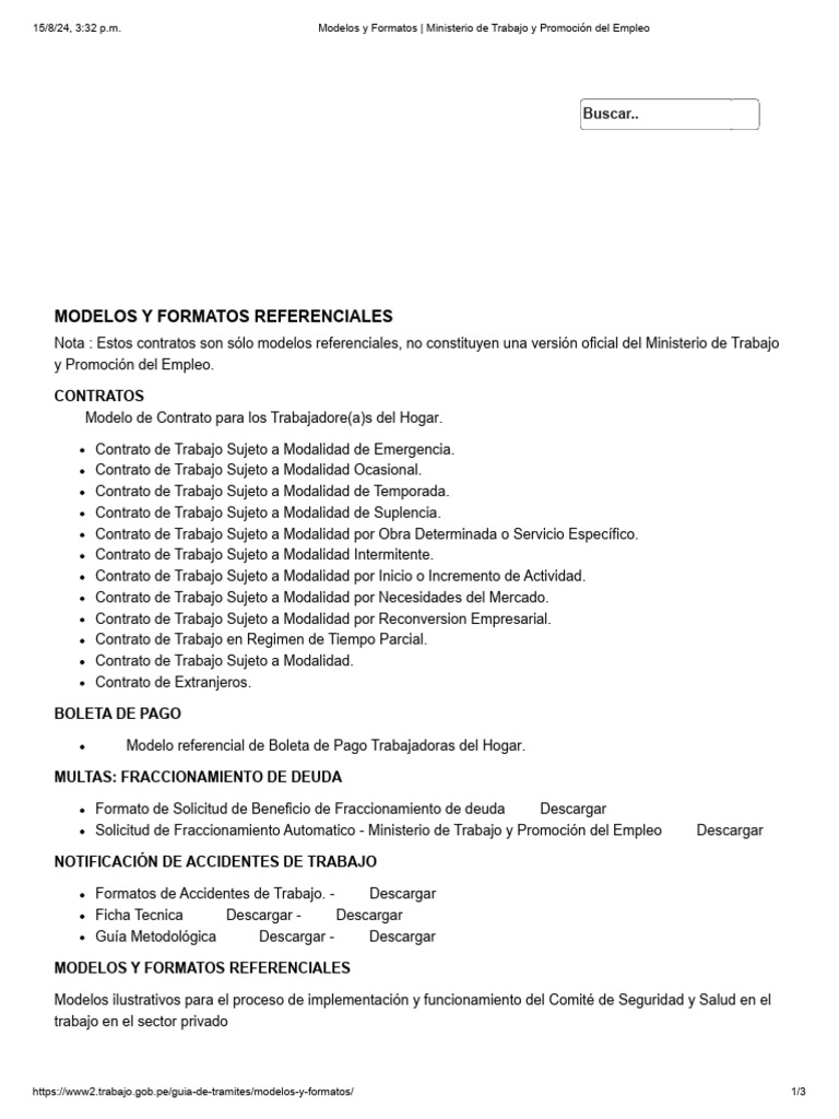 Modelos y Formatos - Ministerio de Trabajo y Promoción Del Empleo | PDF