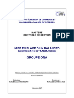 Mise en Place D'un Balanced Scorecard Standardise. Groupe Ona