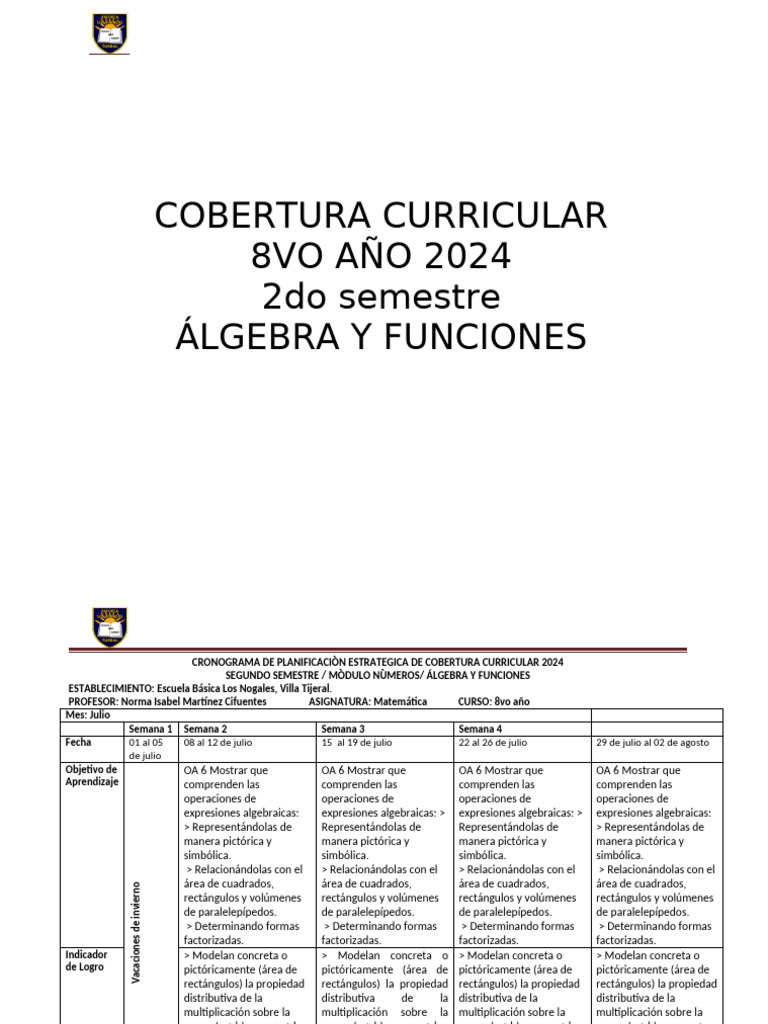 Cronograma 8vo 2do Semestre | PDF
