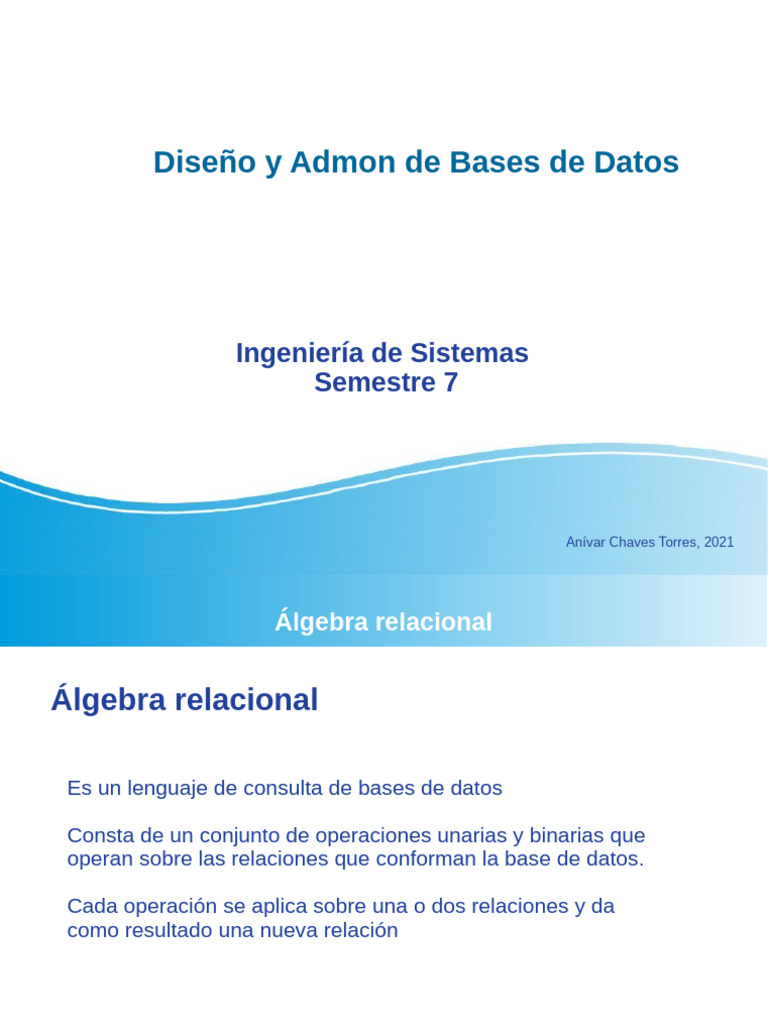 Operaciones de Álgebra Relacional en SQL | PDF | SQL | Métodos y ...