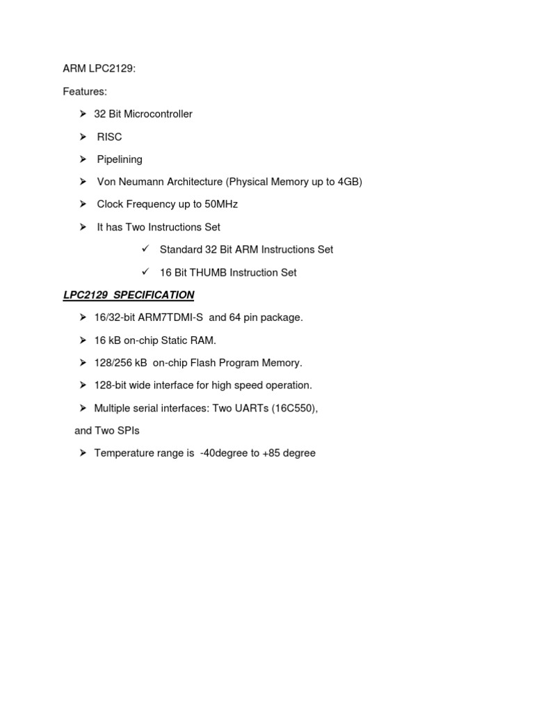 LPC2129 Microcontroller Overview | PDF