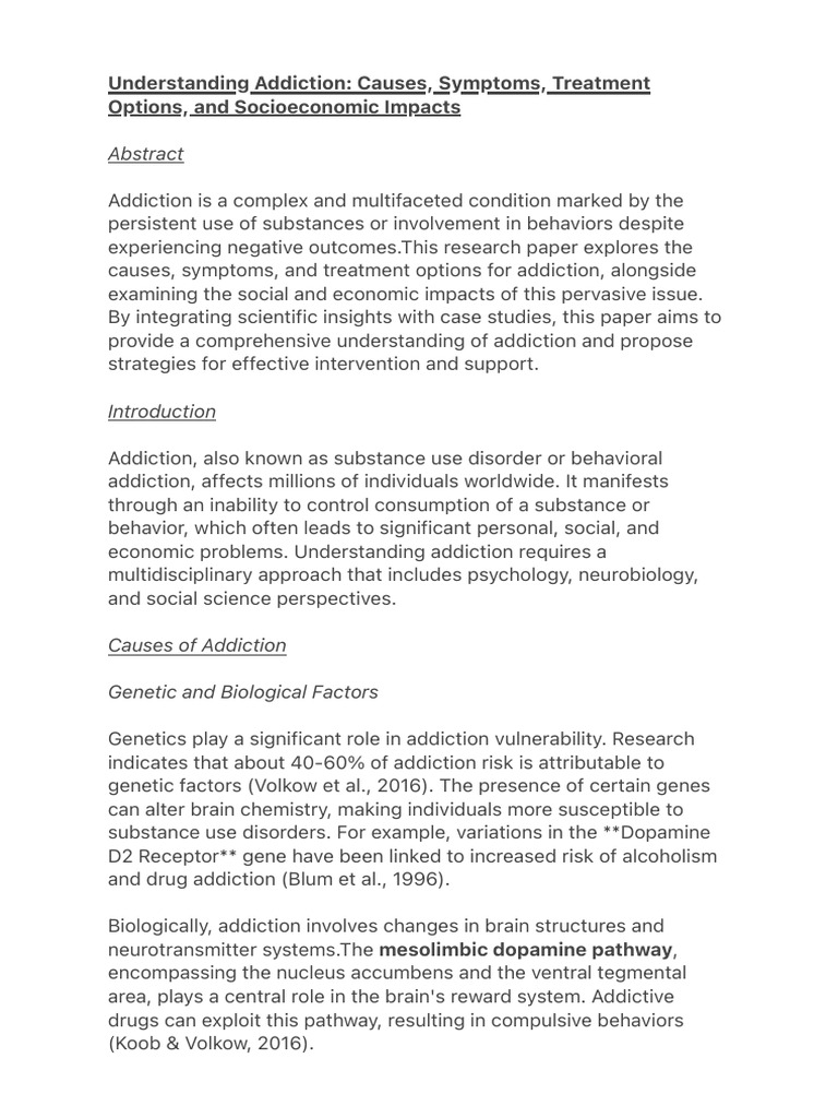 Understanding Addiction: Causes, Symptoms, Treatment Options, and | PDF