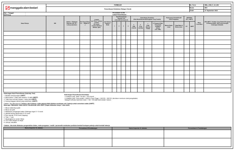 MAL - HSE - F - 23 - 083 Fatigue Check | PDF