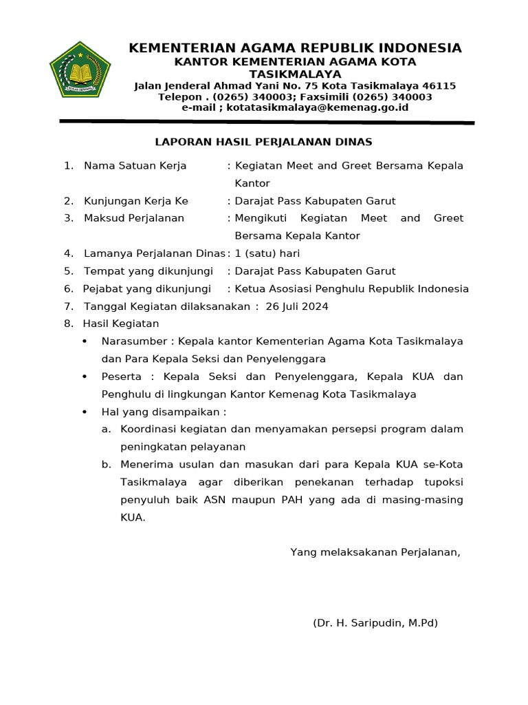 Laporan Perjadin Kosong | PDF