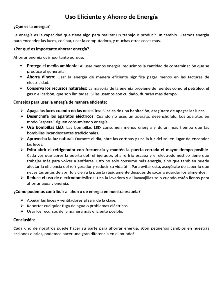 Uso Eficiente y Ahorro de Energía. | PDF | Hogar, jardinería y bricolaje