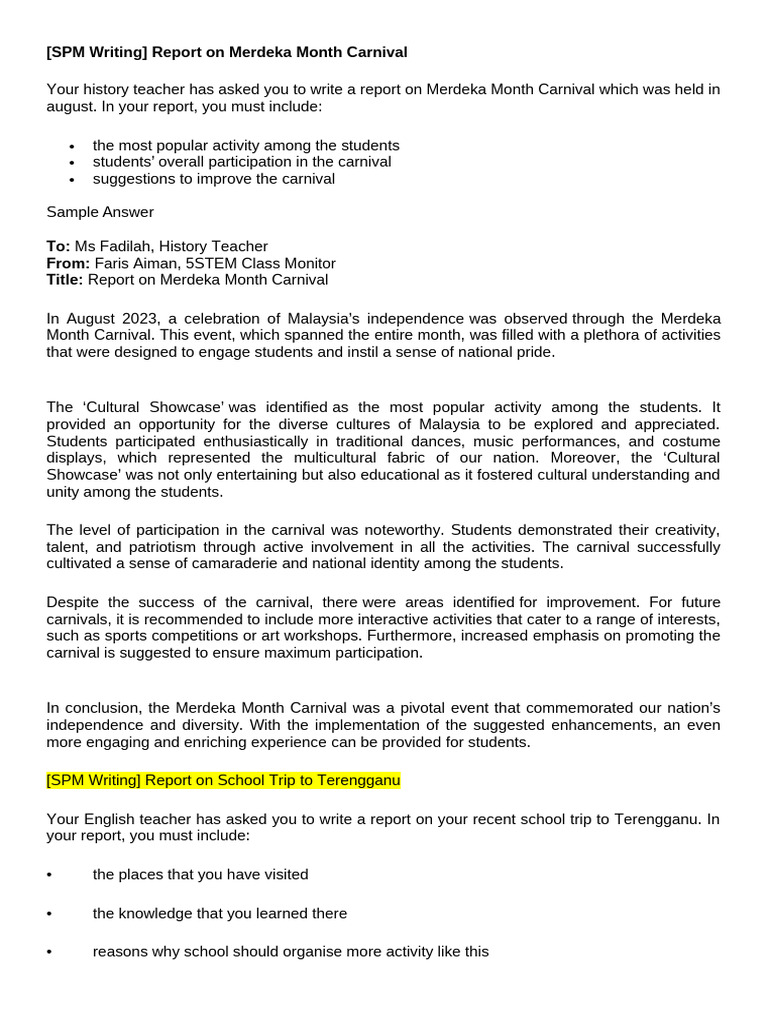SPM Report Writing | PDF