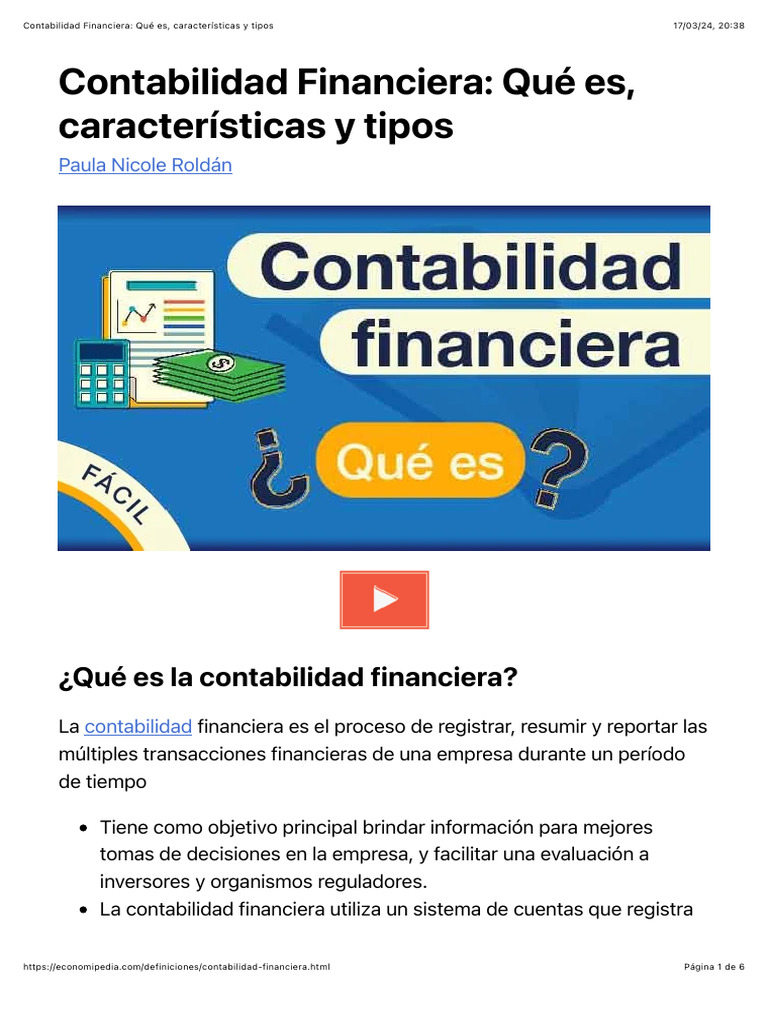 S1 Contabilidad Financiera Qué Es Características Y Tipos Pdf
