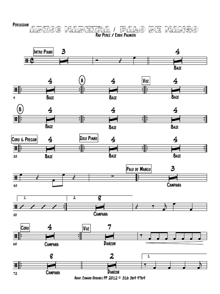 Adios Palo - Score - Percussion - Mus | PDF