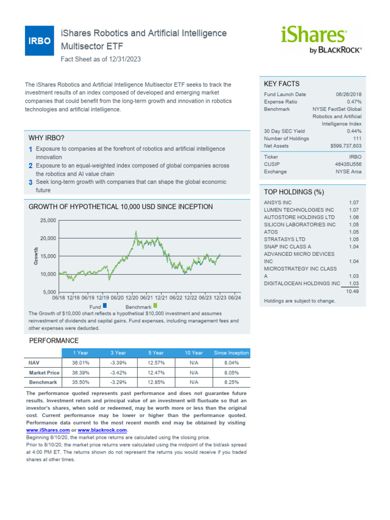 Irbo Ishares Robotics and Artificial Intelligence Multisector Etf Fund ...