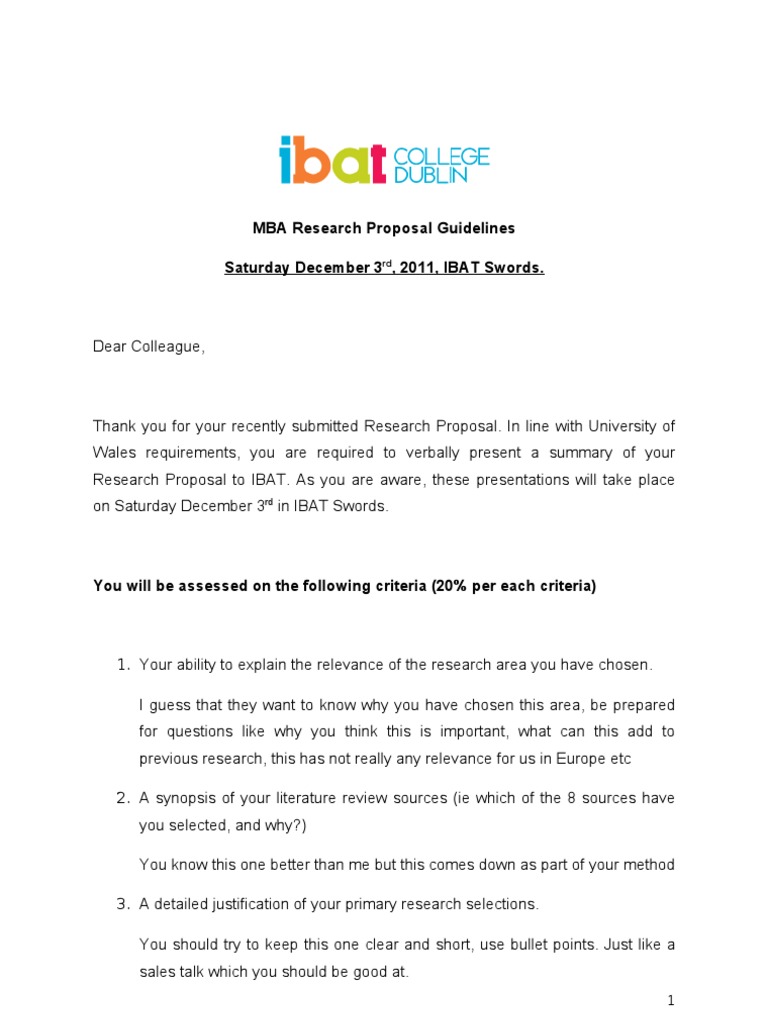 MBA Research Proposal Presentation Guide | PDF | Cognition