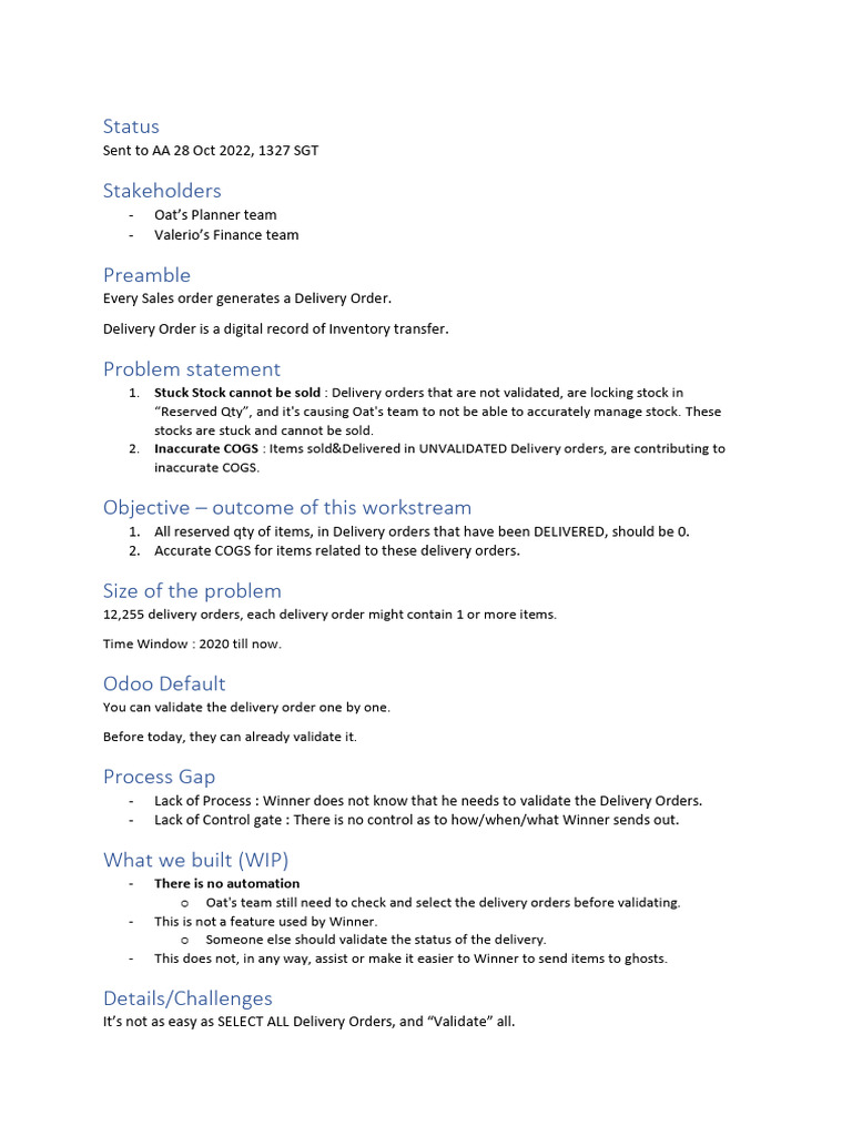 Validating of Delivery Orders | PDF
