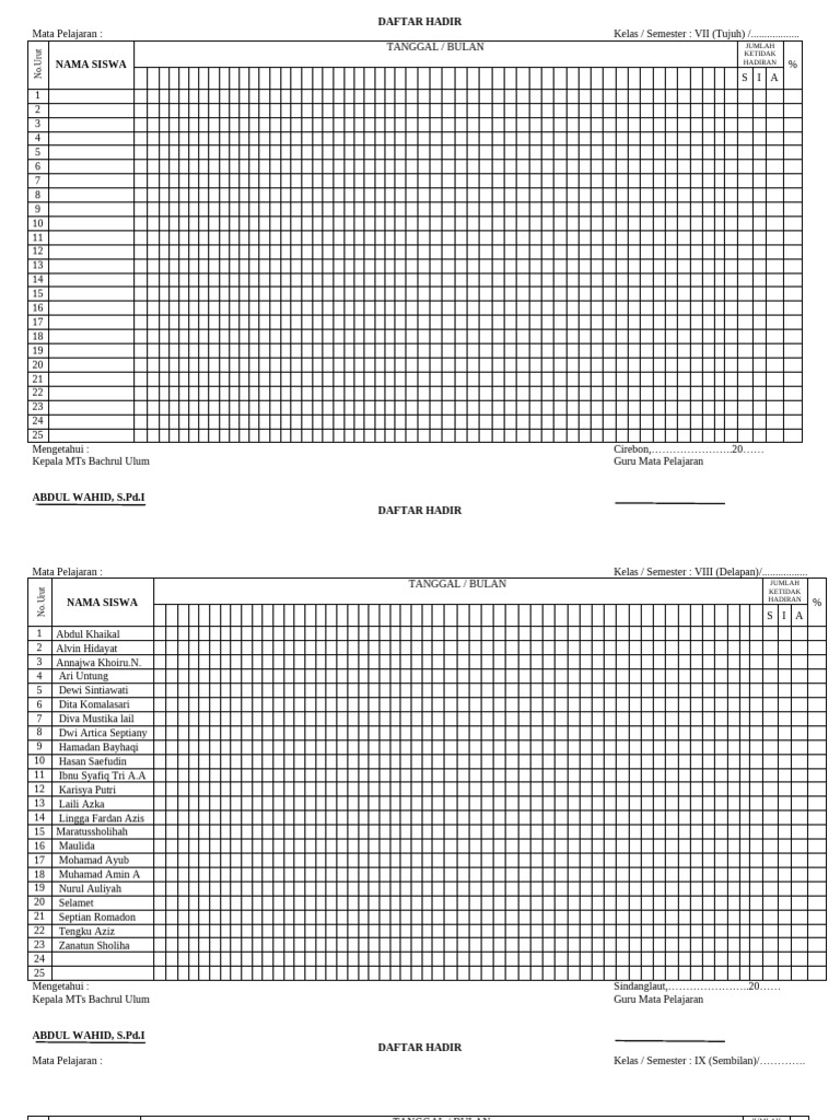 DAFTAR HADIR (Repaired) | PDF