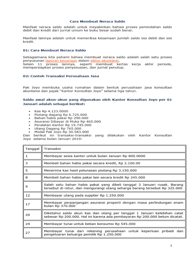 Cara Membuat Neraca Saldo | PDF