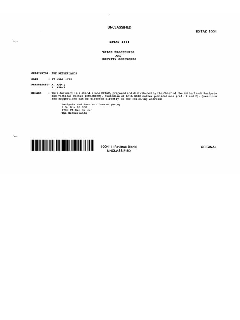 Extac 1004 voices of procedures and brevity codewords pdf
