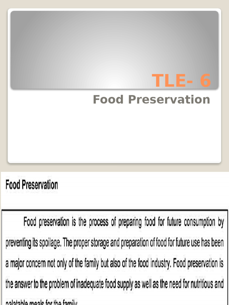 Tle 6 Food Preservation Pdf