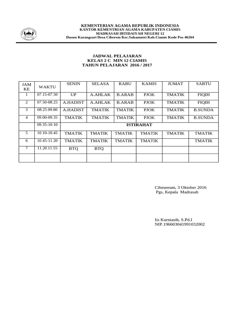 Jadwal 2C | PDF
