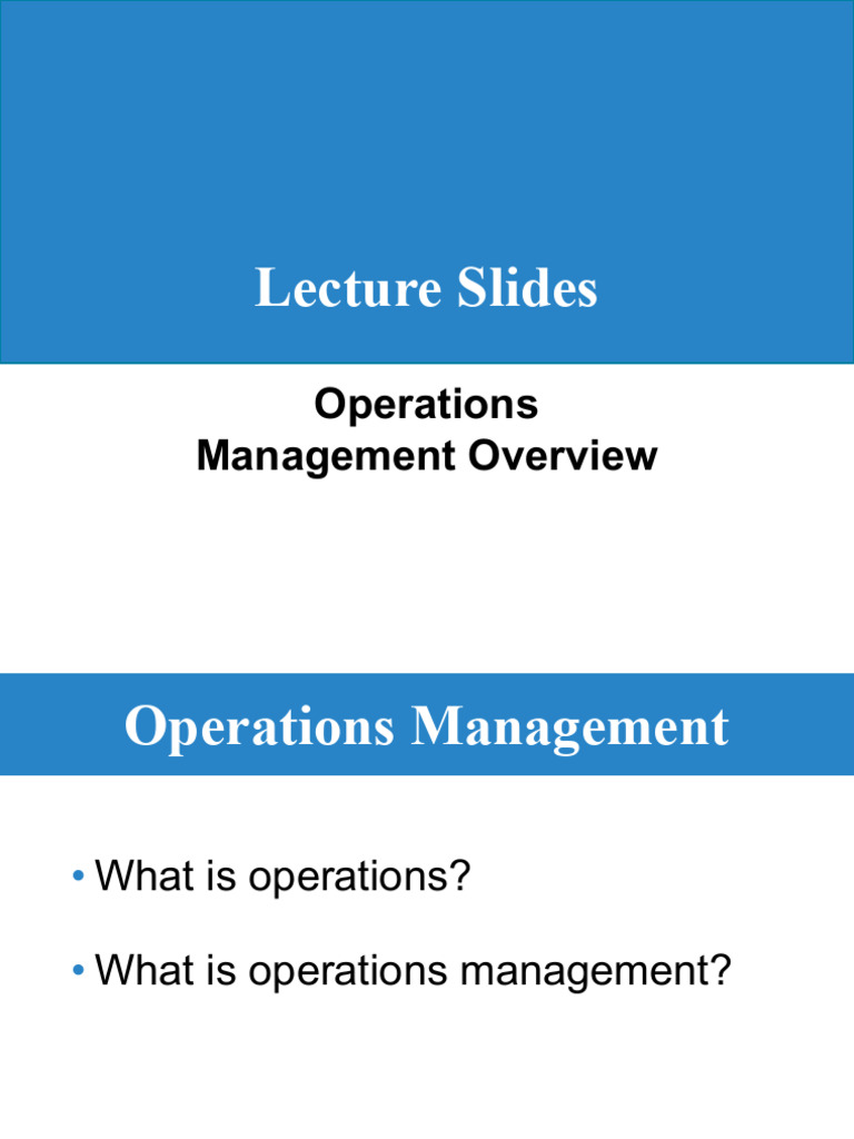 1-Operations Management Overview | PDF