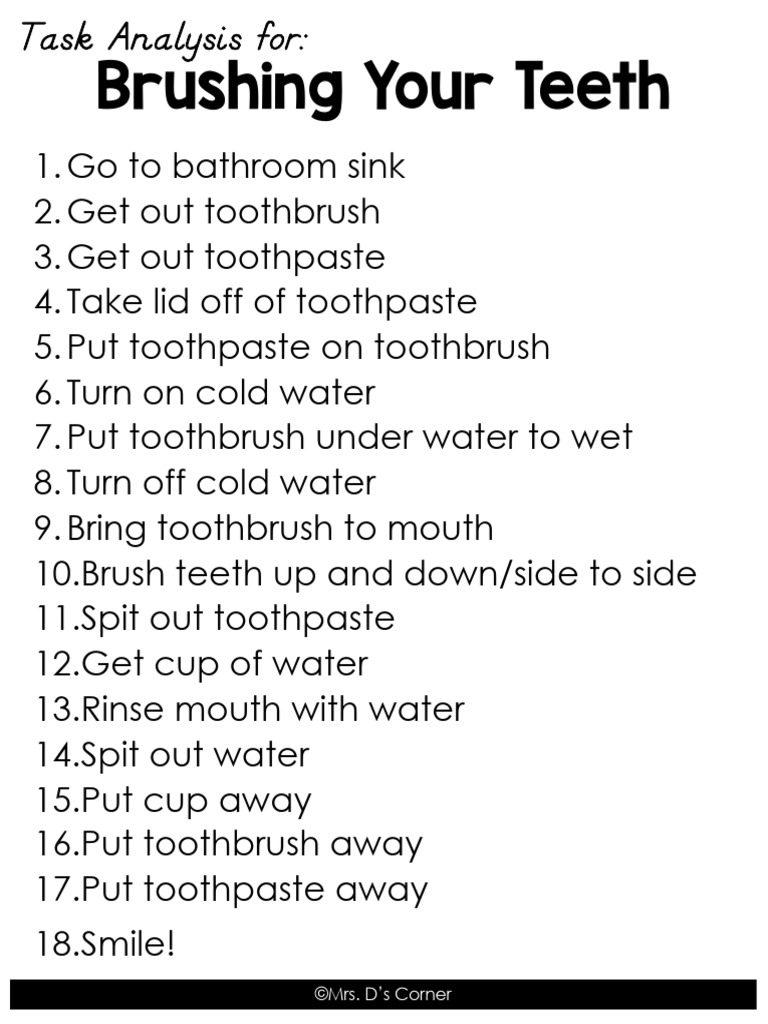 Brush Teeth Task Analysis | PDF