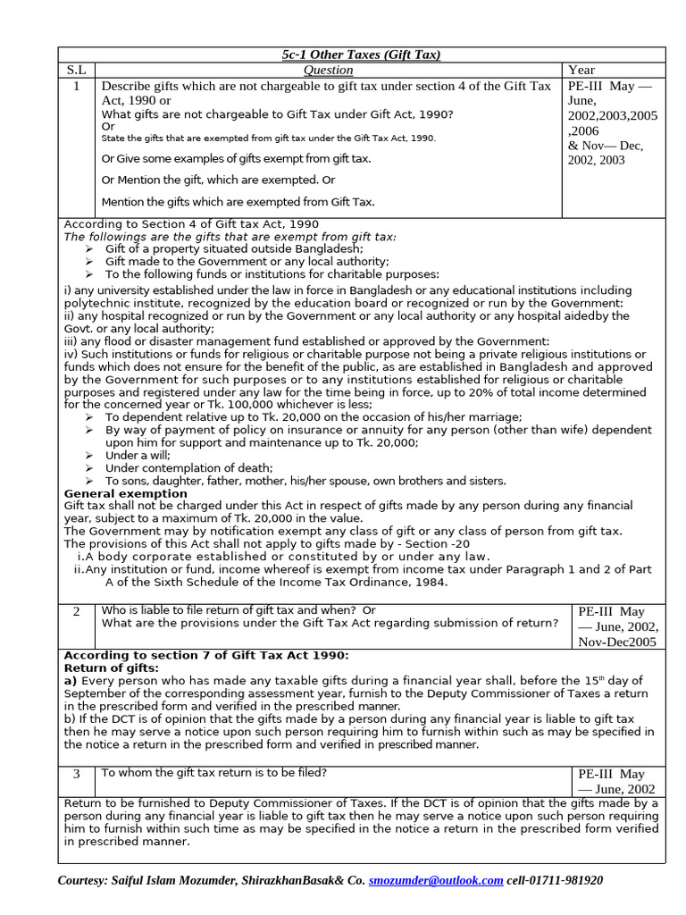 5c-1 Other Taxes (Gift Tax) | PDF | Tax Exemption | Taxes