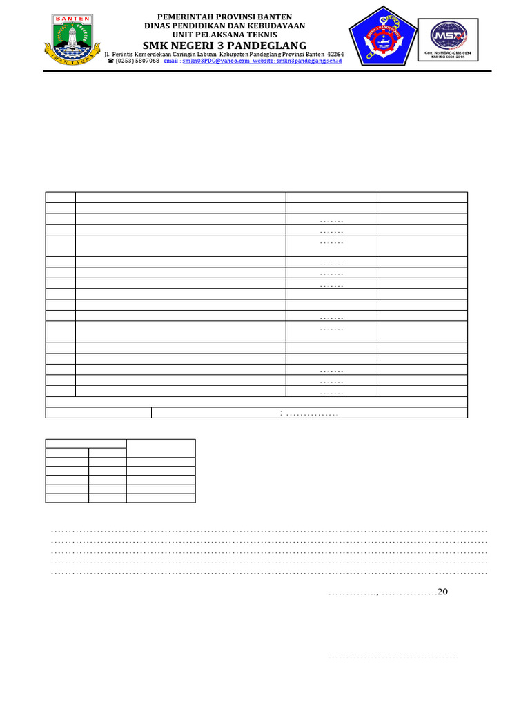 Format Penilaian Industri (F4) | PDF