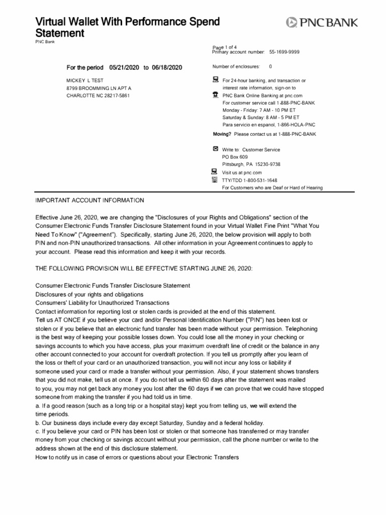 PNC Bank - Sample 1 | PDF