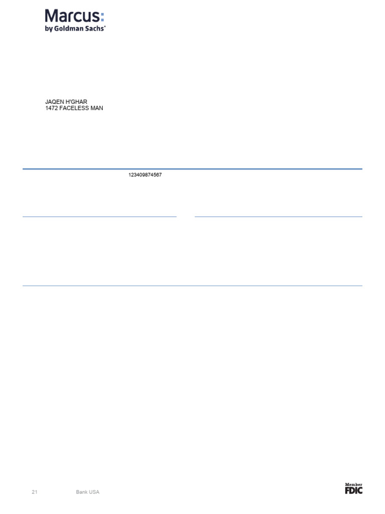 Sample - Marcus by GS Sole Owner Single Account - Feb 2021 - CD | PDF