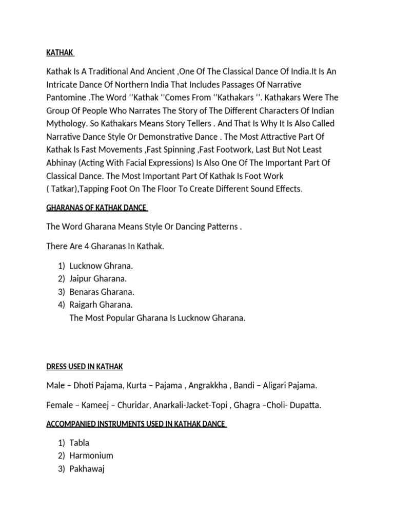 Kathak Definition Pdf