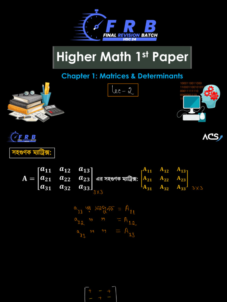 Matrices & Determinants Lec 2 (FRB 24) | PDF