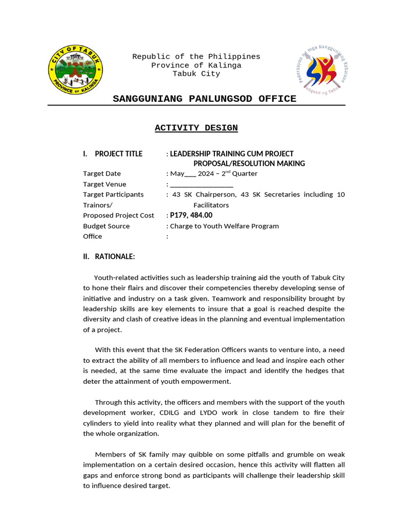 Proposal Leadership Cum Project Proposal Resolution Making Training ...