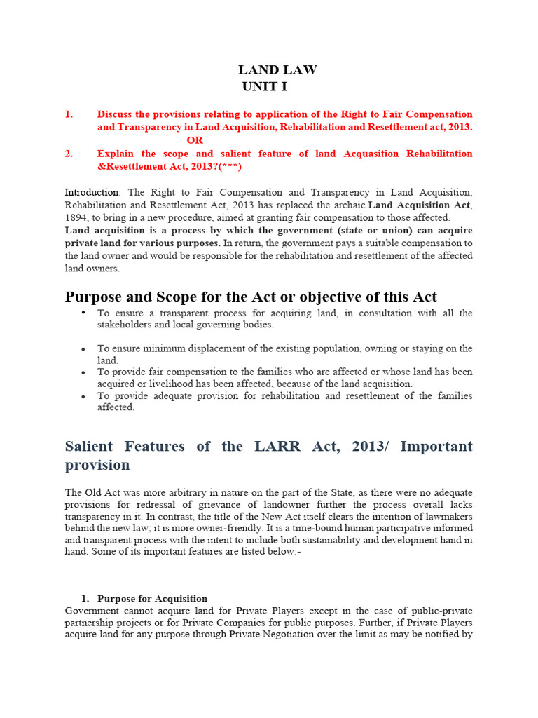Land Laws Notes | PDF | Eminent Domain | Law
