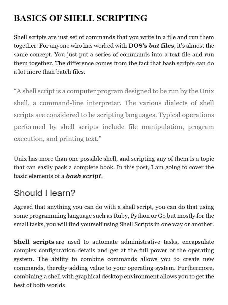 Basics of shell scripting pdf