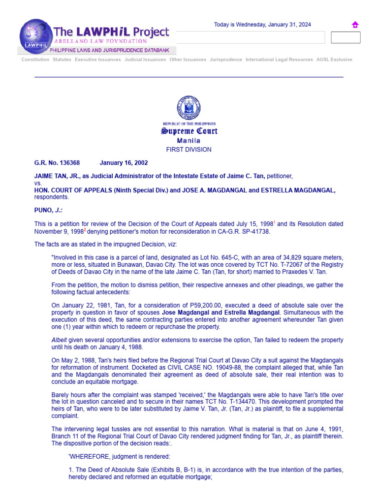 Court Ruling on Land Redemption Case | PDF | Judgment (Law) | Appeal
