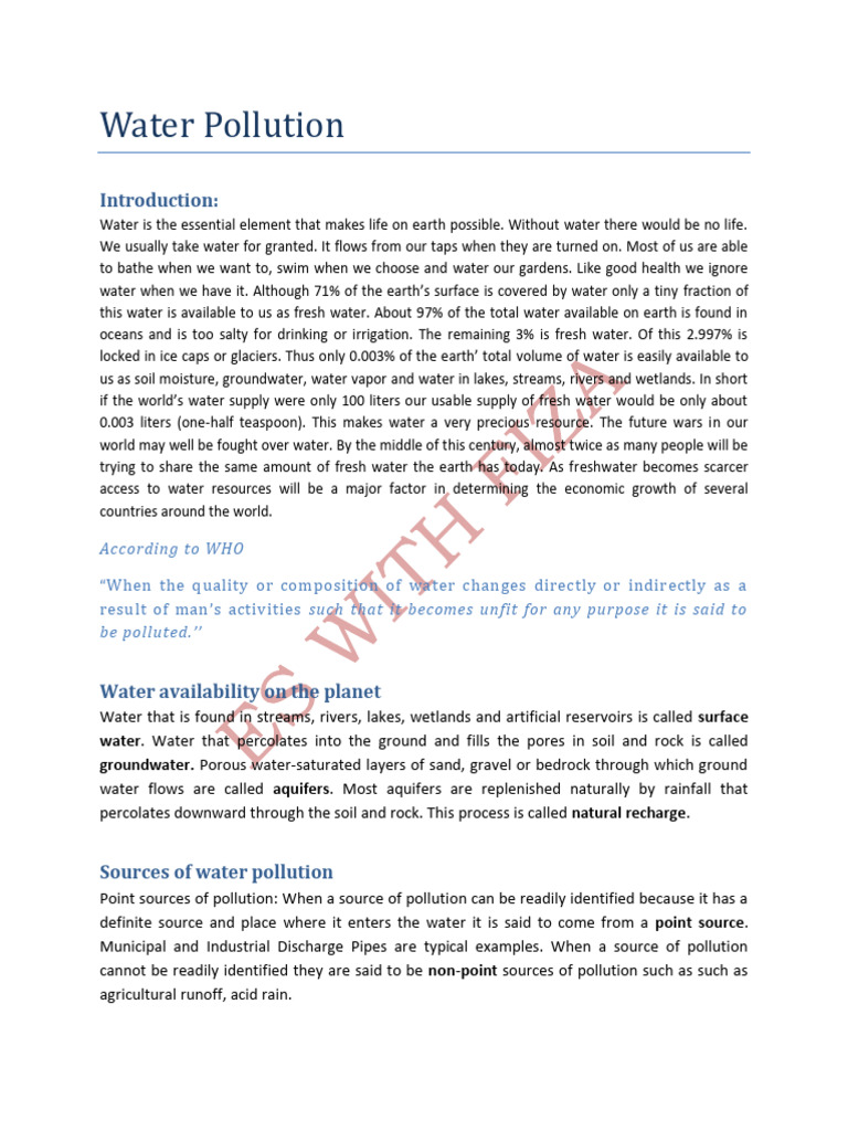Water Pollution | PDF