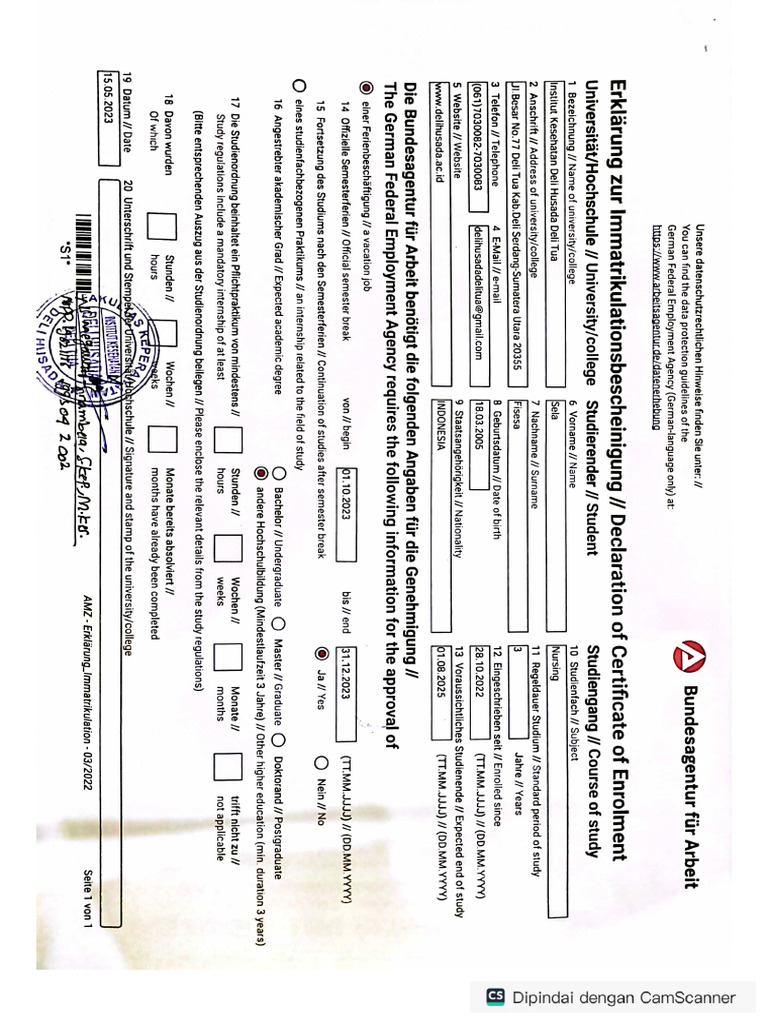 vollzeitjob trotz immatrikulation