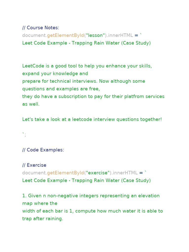 13+Leet+Code+Example+ +Trapping+Rain+Water+ (Case+Study) + | PDF