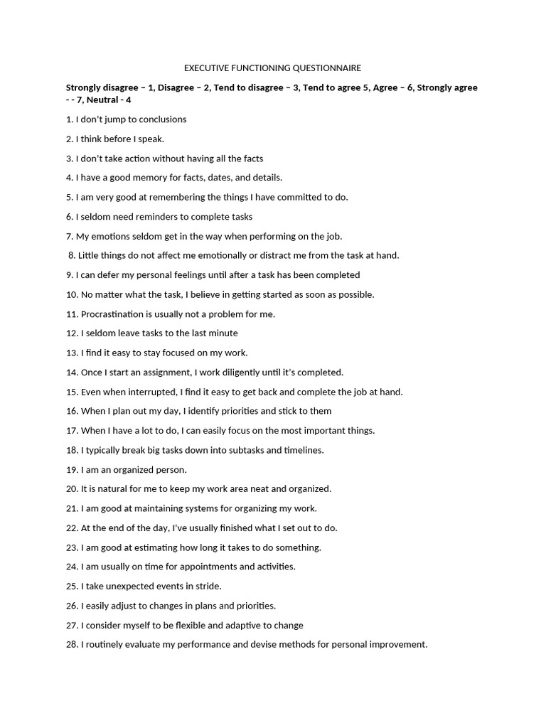 Executive Functioning | PDF