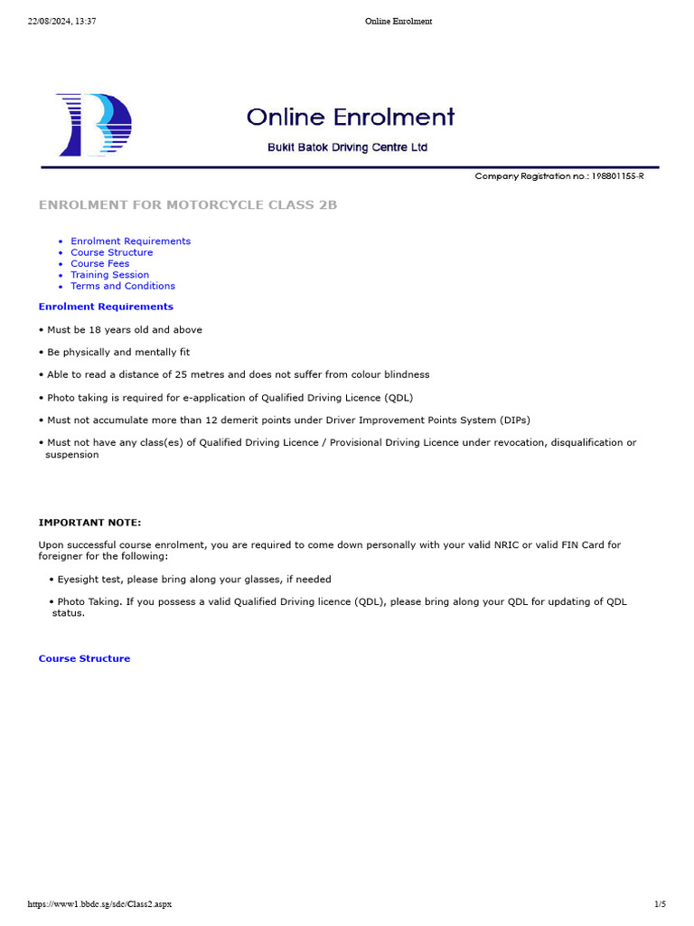 Class 2B Online Enrolment | PDF
