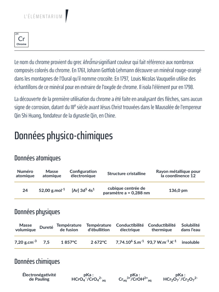 Chrome - L'Élémentarium | PDF
