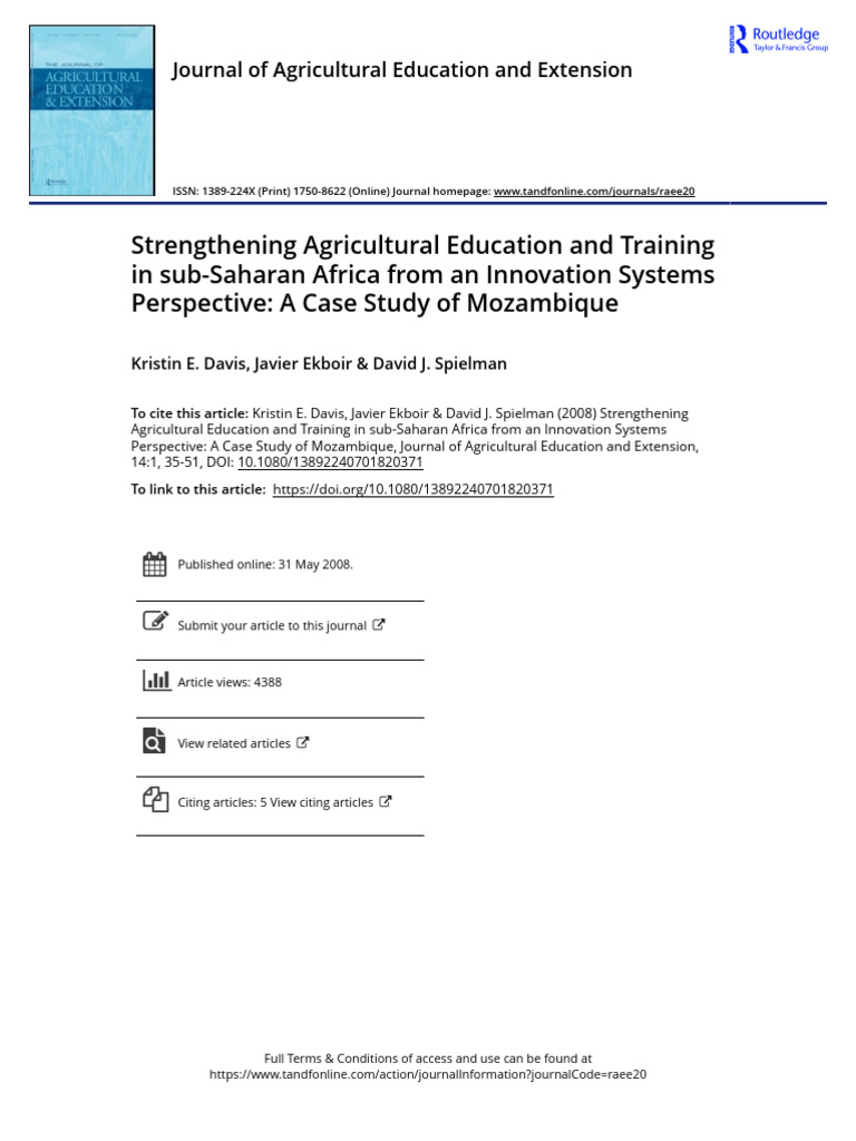 Strengthening Agricultural Education and Training in Sub-Saharan Africa ...