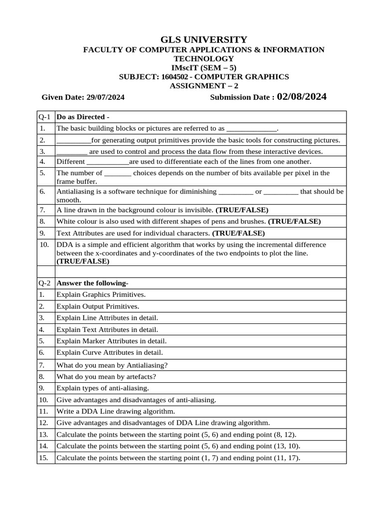 CG Unit 2 Assignment 2 | PDF