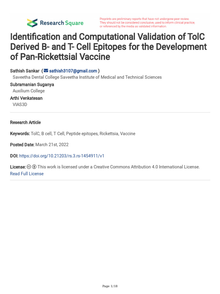 Identification and Computational Validation of Tol | PDF