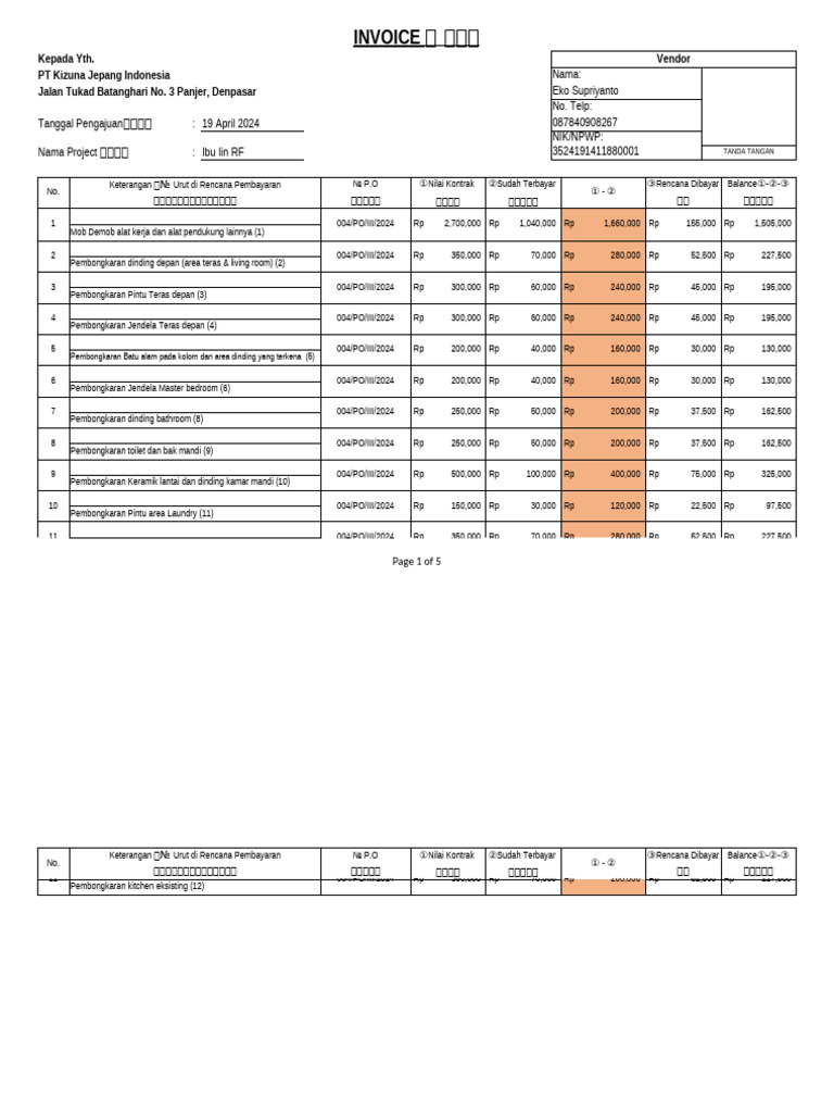 Invoice New Iin RF - Eko S | PDF