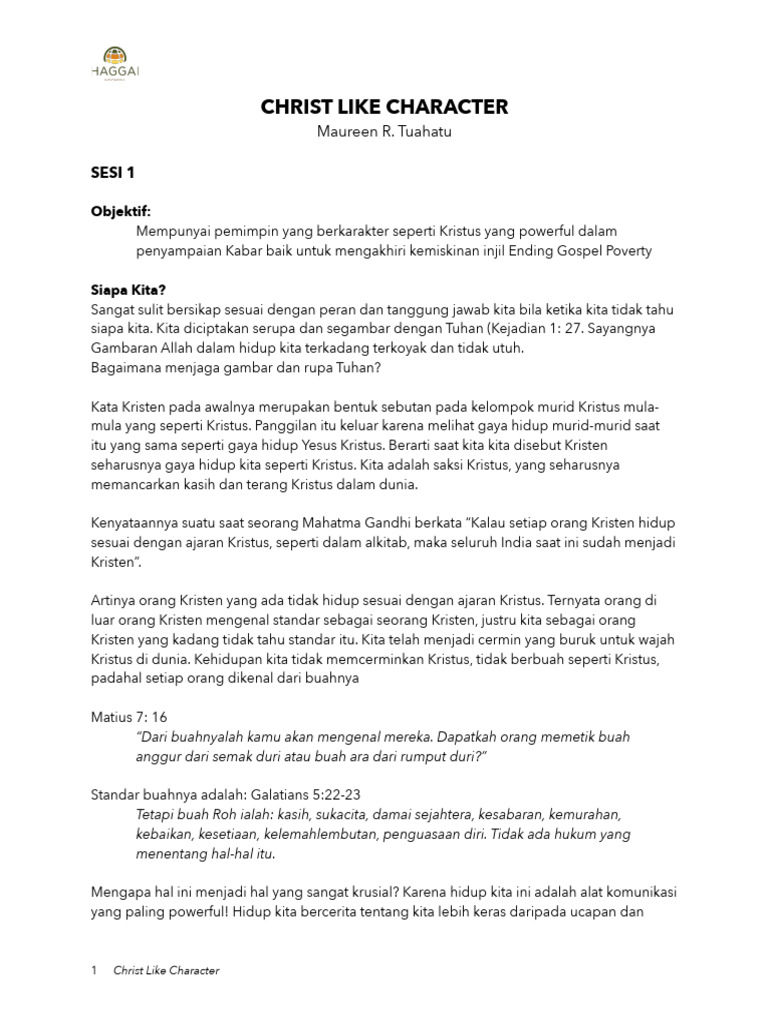 Christ Like Character HO Youth | PDF