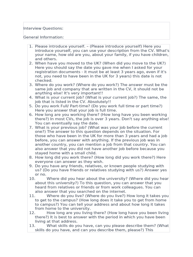 Interview Questions ENG | PDF