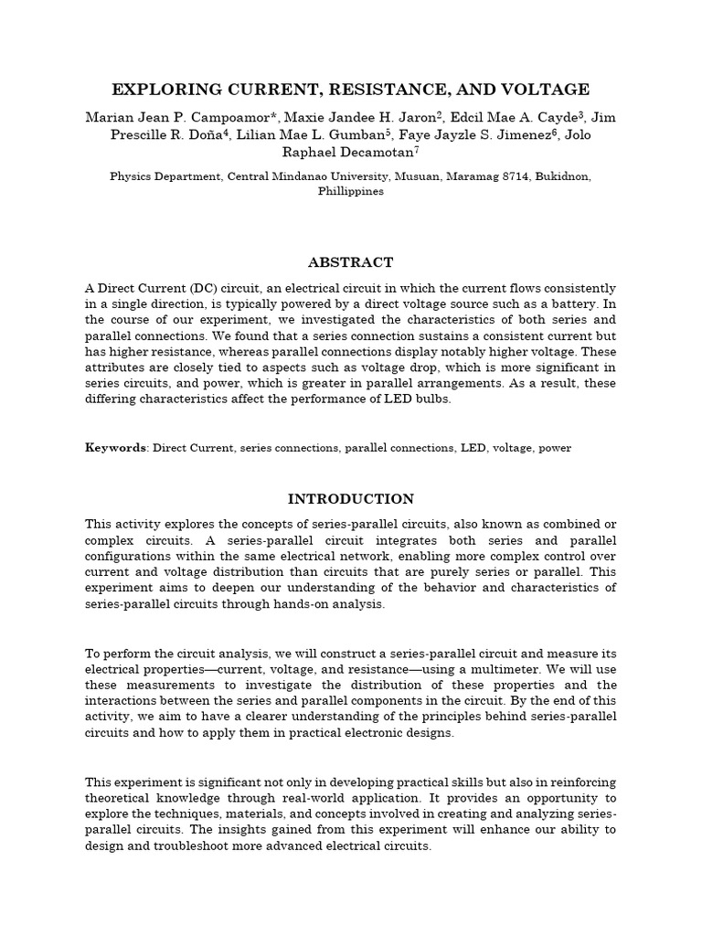 Activity 1 Exploring Current, Resistance, and Voltage | PDF